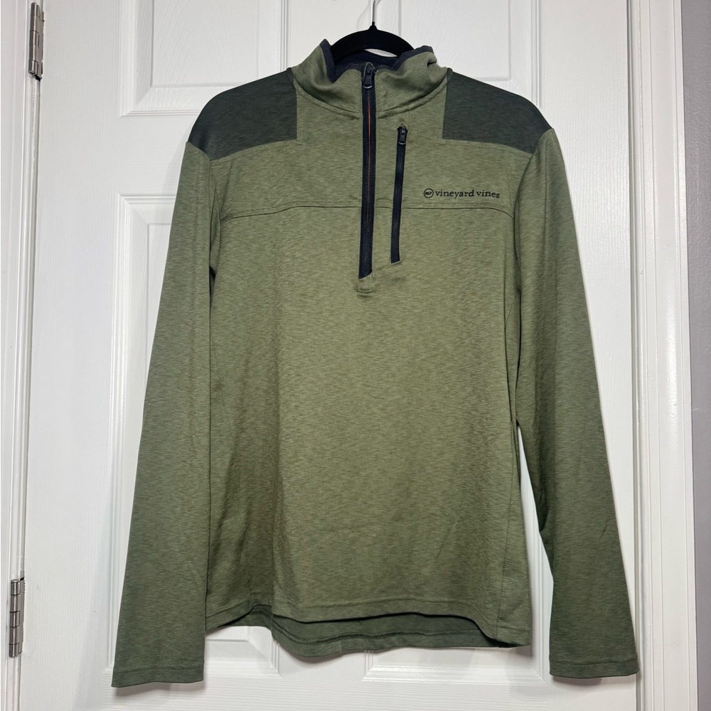 Vineyard Vines Men's Performance On The Go Shep Shirt Green‎ Pullover 1/4 Zip S